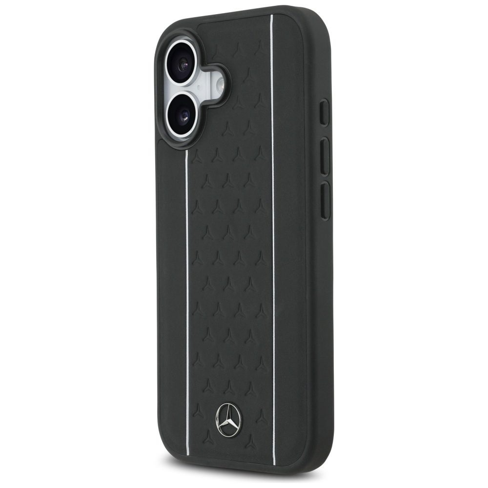 Mercedes Leather Star Pattern Stripes MagSafe case for iPhone 17 - blackeng