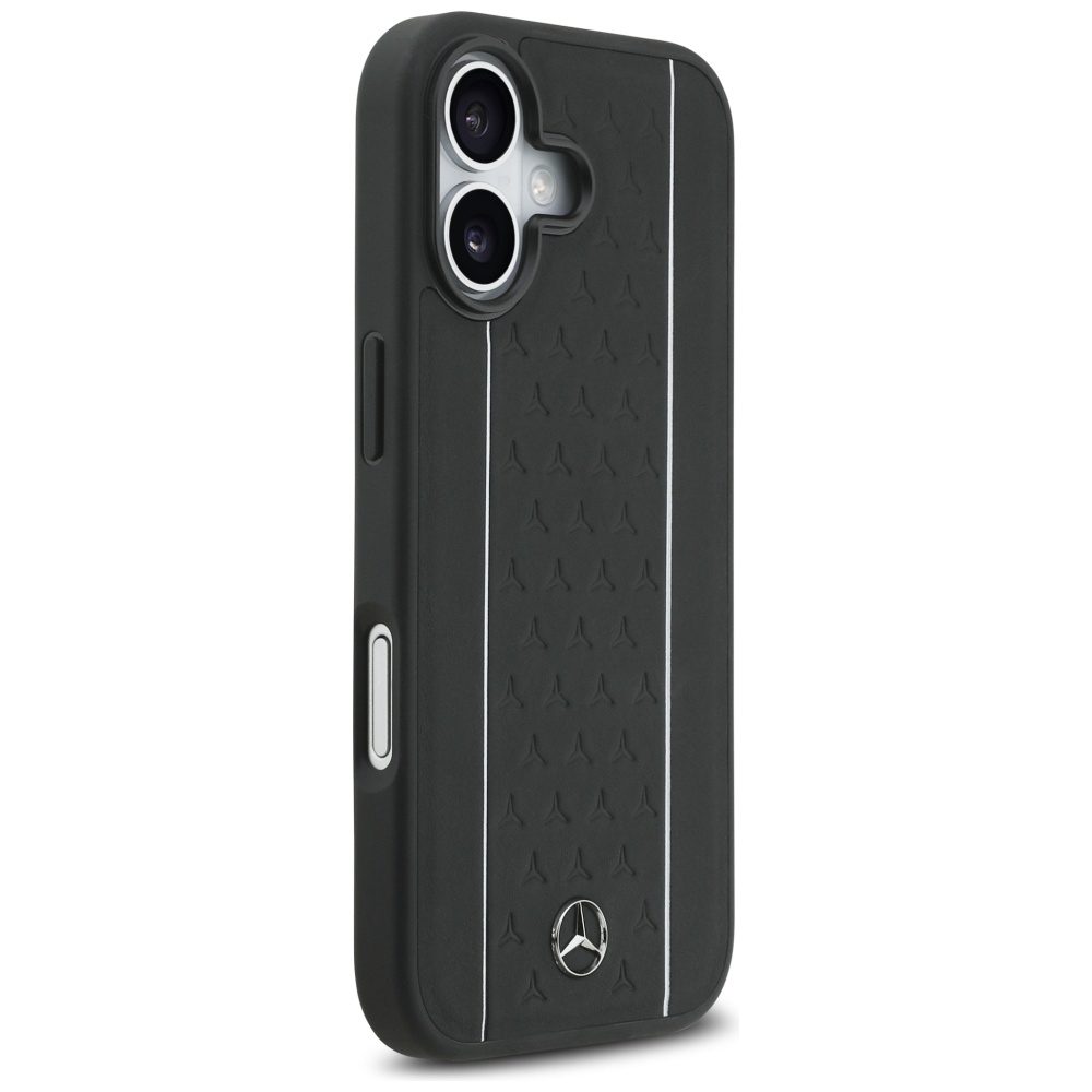 Mercedes Leather Star Pattern Stripes MagSafe case for iPhone 17 - blackeng
