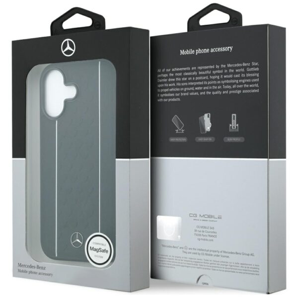 Mercedes Leather Star Pattern Stripes MagSafe case for iPhone 17 - blackeng