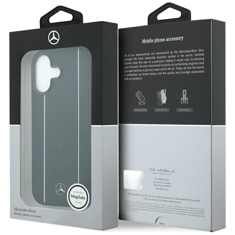 Mercedes Leather Star Pattern Stripes MagSafe case for iPhone 17 - blackeng