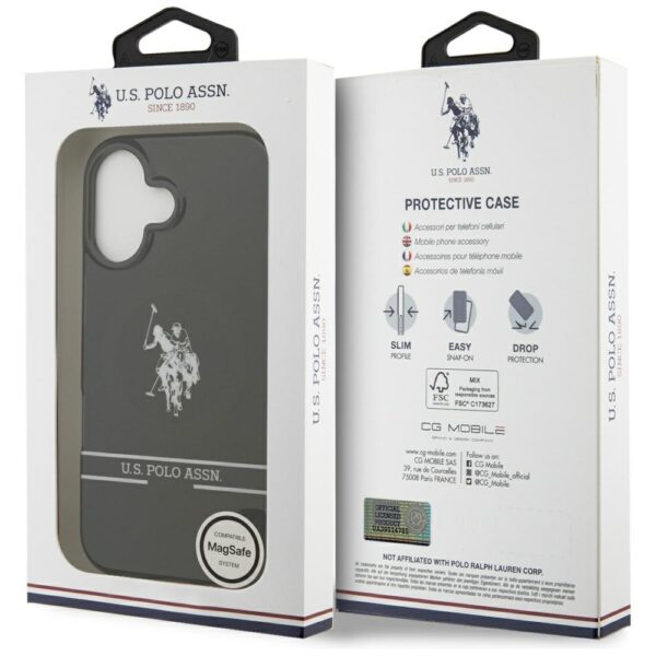 US Polo DH and Bottom Stripe Logo MagSafe iPhone 17 Case - Blackeng