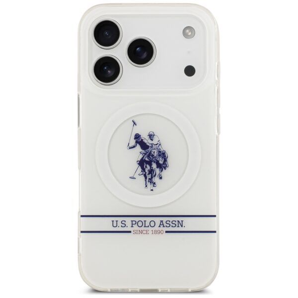 US Polo DH and Bottom Stripe Logo MagSafe Case for iPhone 17 Pro - Whiteeng