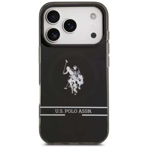 US Polo DH and Bottom Stripe Logo MagSafe Case for iPhone 17 Pro - Blackeng