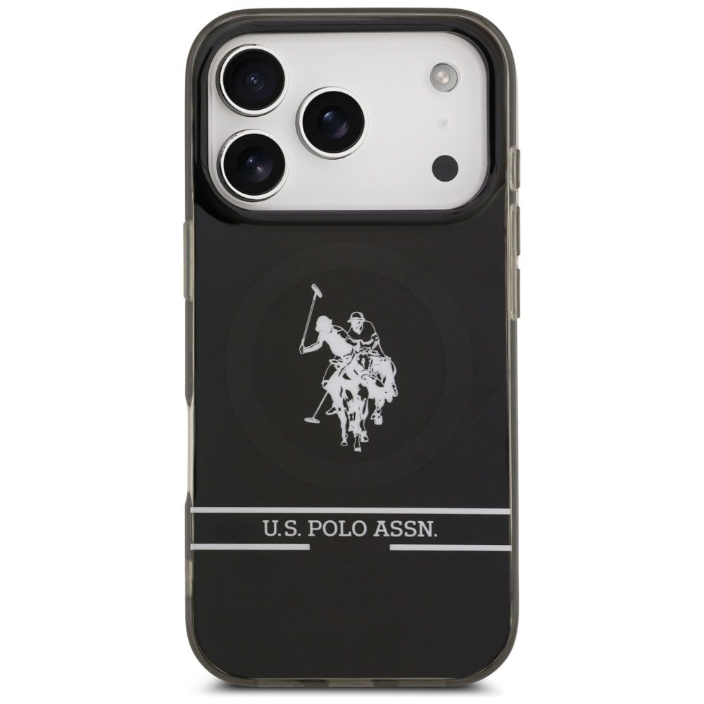 US Polo DH and Bottom Stripe Logo MagSafe Case for iPhone 17 Pro - Blackeng
