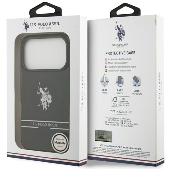 US Polo DH and Bottom Stripe Logo MagSafe Case for iPhone 17 Pro - Blackeng