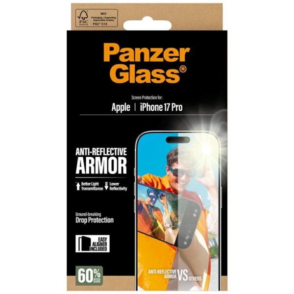 201387_5 PanzerGlass Armor Anti-Reflective EasyAligner Tempered Glass for iPhone 17 Proeng