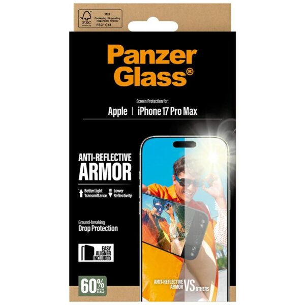 201388_5 PanzerGlass Armor Anti-Reflective EasyAligner Tempered Glass for iPhone 17 Pro Maxeng