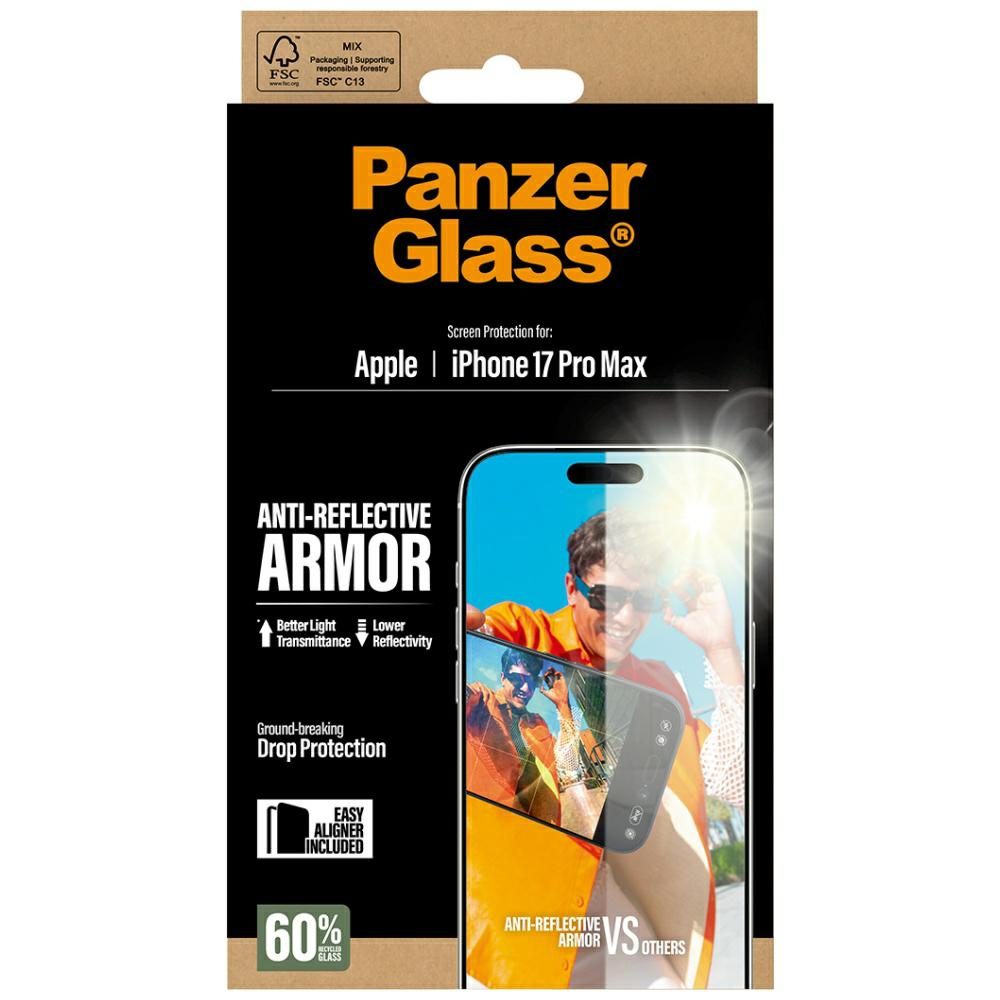 201388_5 PanzerGlass Armor Anti-Reflective EasyAligner Tempered Glass for iPhone 17 Pro Maxeng
