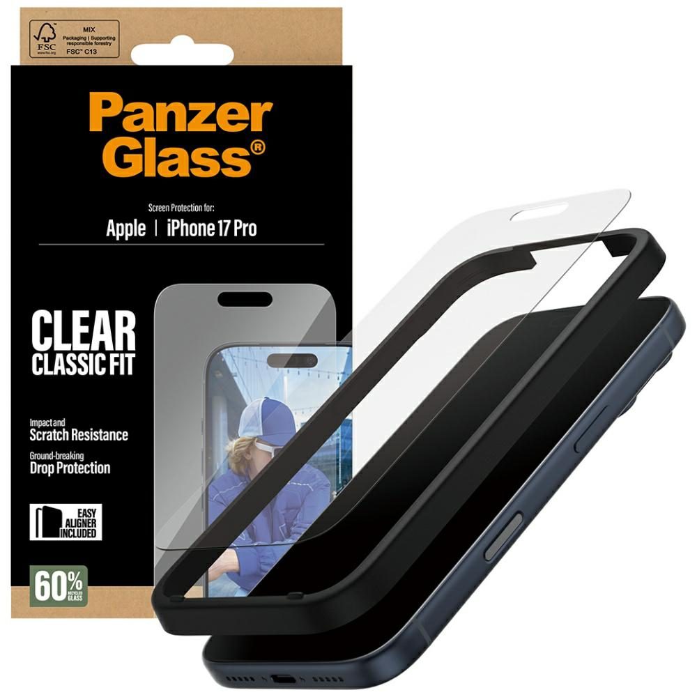 PanzerGlass Classic Fit EasyAligner Tempered Glass for iPhone 17 Proeng