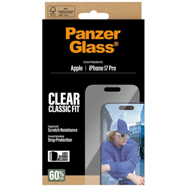 PanzerGlass Classic Fit EasyAligner Tempered Glass for iPhone 17 Proeng