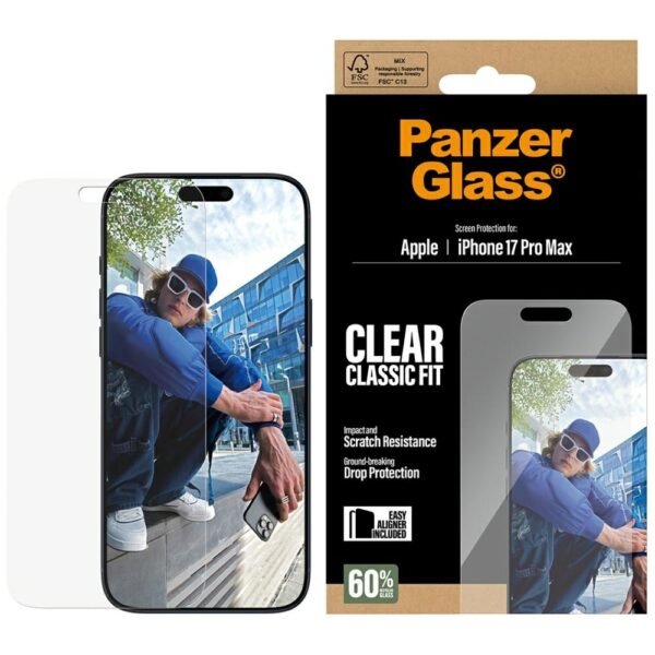 PanzerGlass Classic Fit EasyAligner Tempered Glass for iPhone 17 Pro Maxeng