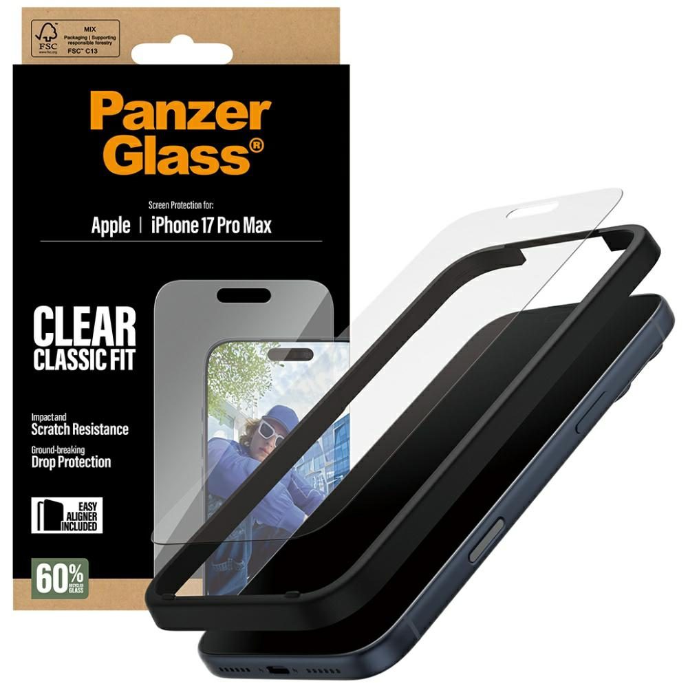 PanzerGlass Classic Fit EasyAligner Tempered Glass for iPhone 17 Pro Maxeng