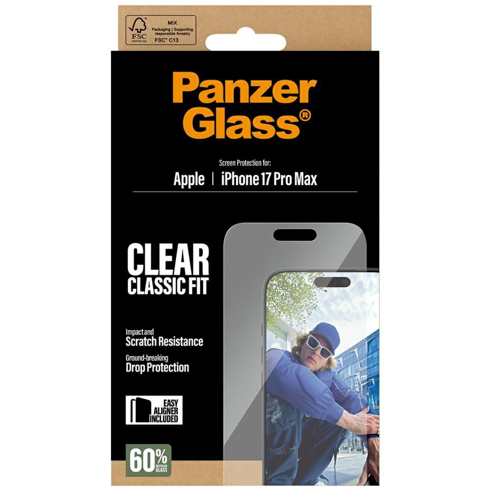 PanzerGlass Classic Fit EasyAligner Tempered Glass for iPhone 17 Pro Maxeng