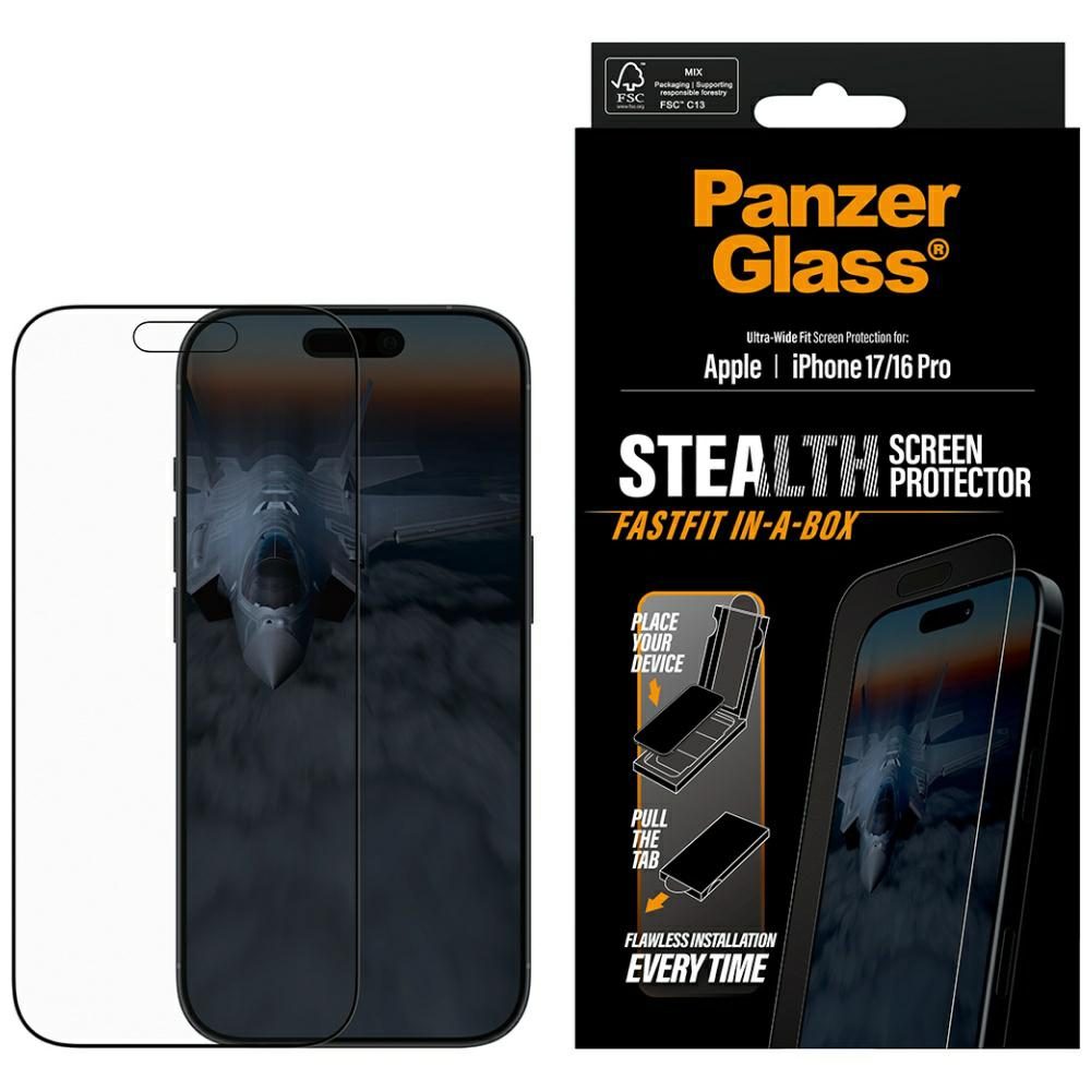PanzerGlass Stealth Ultra-Wide Fit Fastfit Tempered Glass for iPhone 17 / 16 Proeng