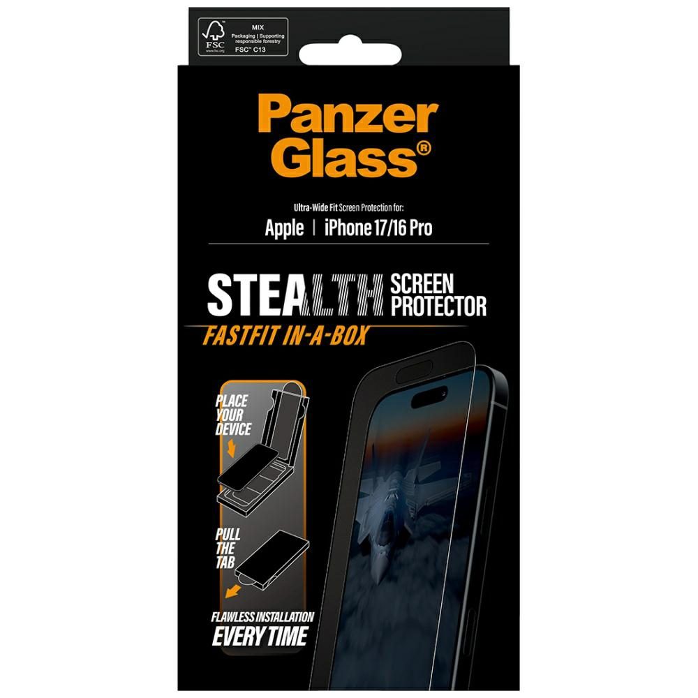 PanzerGlass Stealth Ultra-Wide Fit Fastfit Tempered Glass for iPhone 17 / 16 Proeng