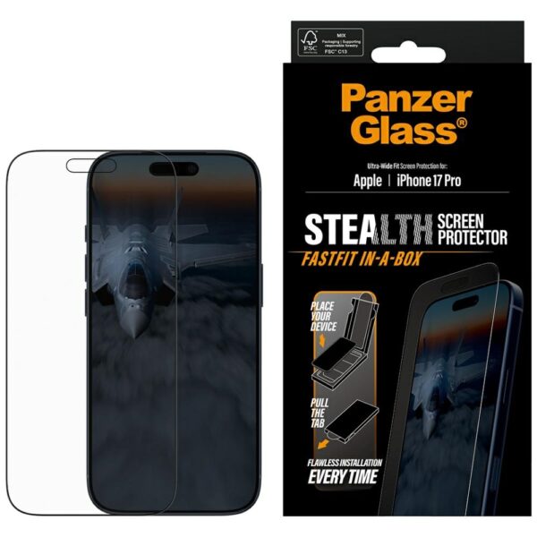 PanzerGlass Stealth Ultra-Wide Fit Fastfit Tempered Glass for iPhone 17 Proeng