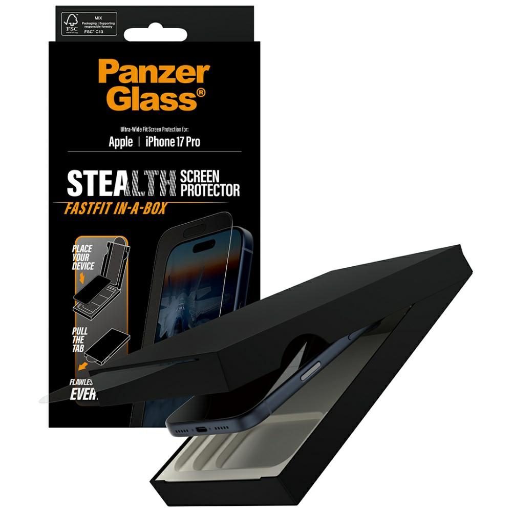 PanzerGlass Stealth Ultra-Wide Fit Fastfit Tempered Glass for iPhone 17 Proeng