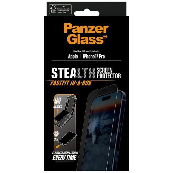 PanzerGlass Stealth Ultra-Wide Fit Fastfit Tempered Glass for iPhone 17 Proeng