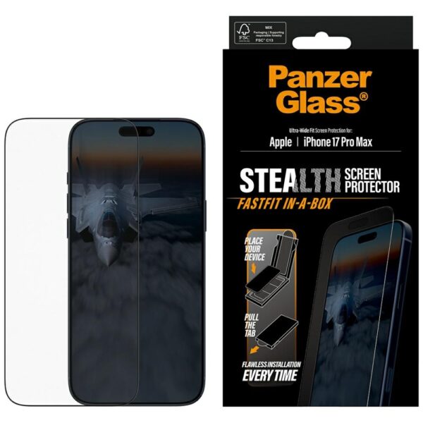PanzerGlass Stealth Ultra-Wide Fit Fastfit Tempered Glass for iPhone 17 Pro Maxeng