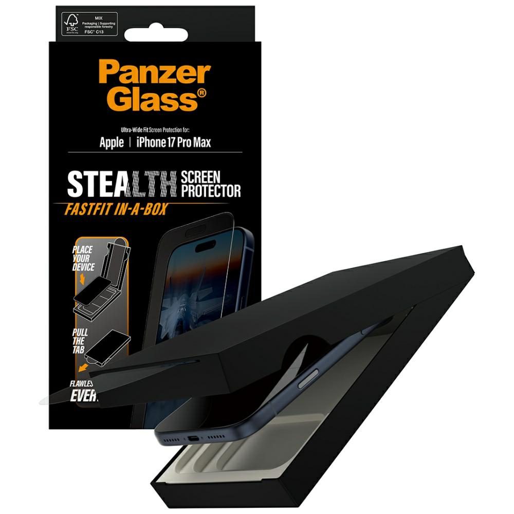PanzerGlass Stealth Ultra-Wide Fit Fastfit Tempered Glass for iPhone 17 Pro Maxeng