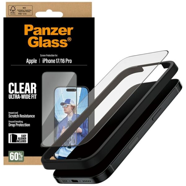 201398_4 PanzerGlass Ultra-Wide Fit EasyAligner Tempered Glass for iPhone 17 / 16 Proeng