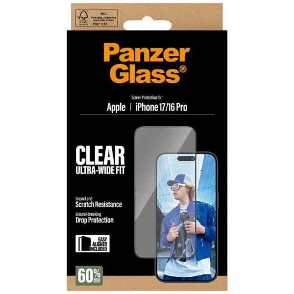 201398_5 PanzerGlass Ultra-Wide Fit EasyAligner Tempered Glass for iPhone 17 / 16 Proeng