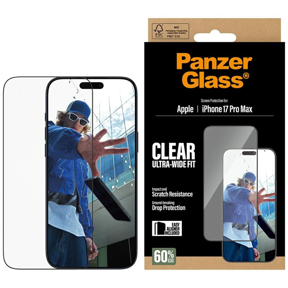 201400_1 PanzerGlass Ultra-Wide Fit EasyAligner Tempered Glass for iPhone 17 Pro Maxeng