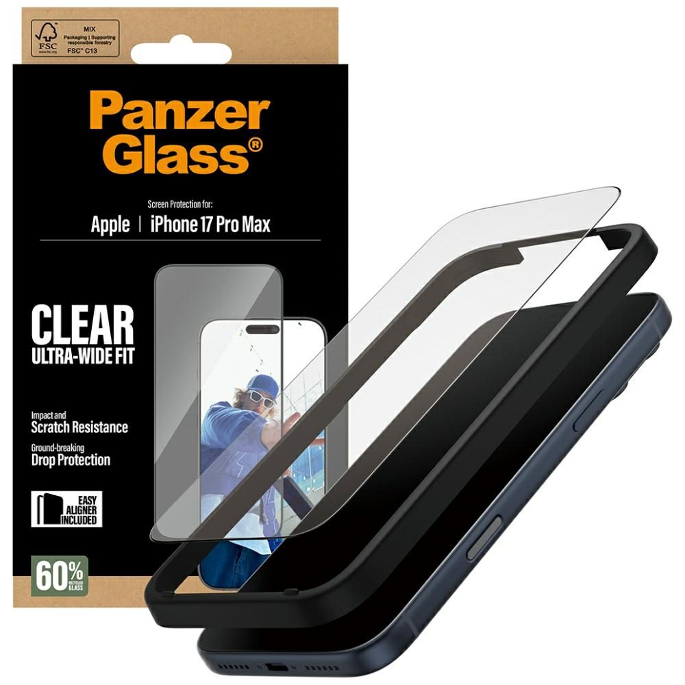 201400_4 PanzerGlass Ultra-Wide Fit EasyAligner Tempered Glass for iPhone 17 Pro Maxeng