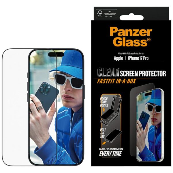 PanzerGlass Ultra-Wide Fit Fastfit Tempered Glass for iPhone 17 Proeng