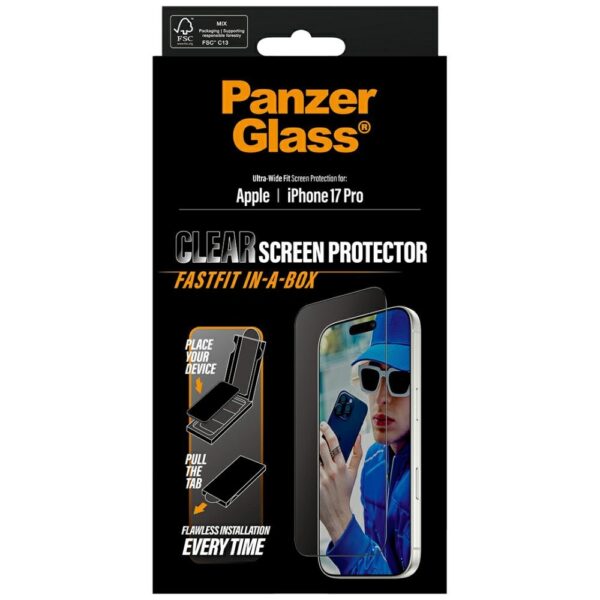 PanzerGlass Ultra-Wide Fit Fastfit Tempered Glass for iPhone 17 Proeng