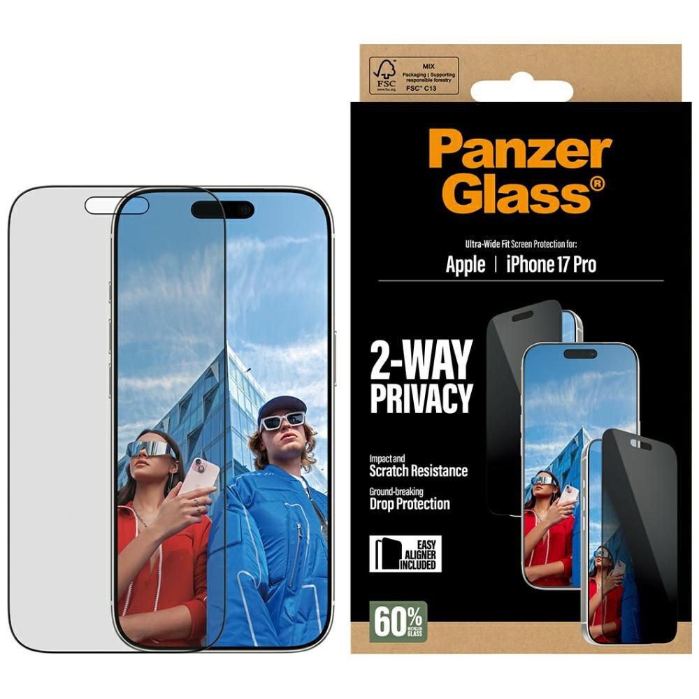 PanzerGlass Ultra-Wide Fit EasyAligner Privacy Glass for iPhone 17 Proeng