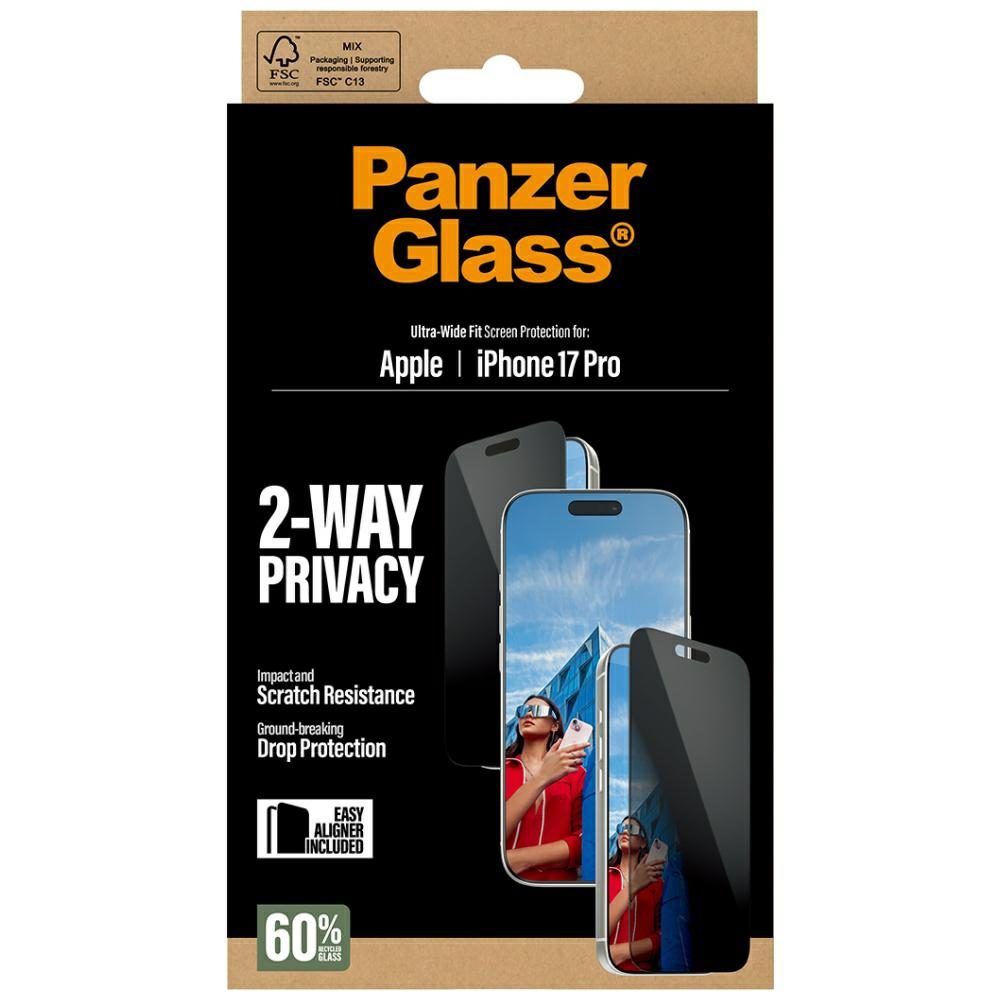 PanzerGlass Ultra-Wide Fit EasyAligner Privacy Glass for iPhone 17 Proeng