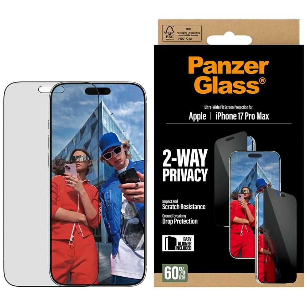 201425_1 PanzerGlass Ultra-Wide Fit EasyAligner Privacy Glass for iPhone 17 Pro Maxeng