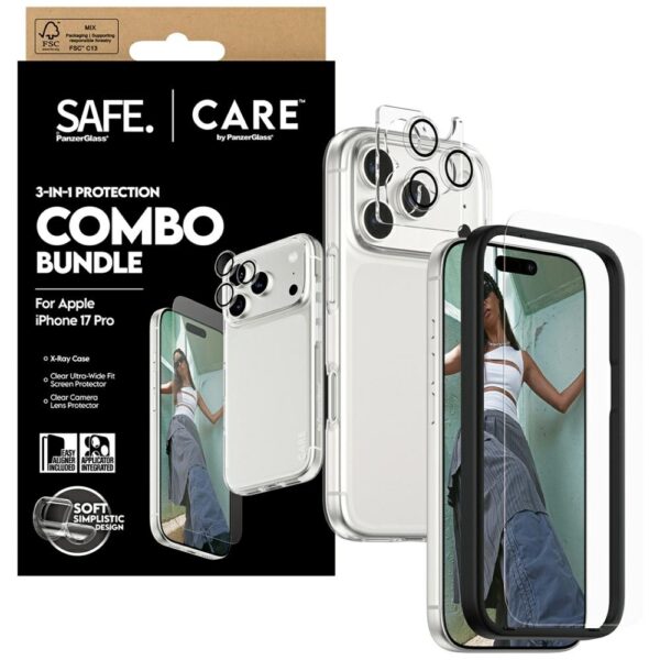 201441_4 CARE by PanzerGlass Fashionable Combo 3in1 Case + Glass + Lens for iPhone 17 Proeng