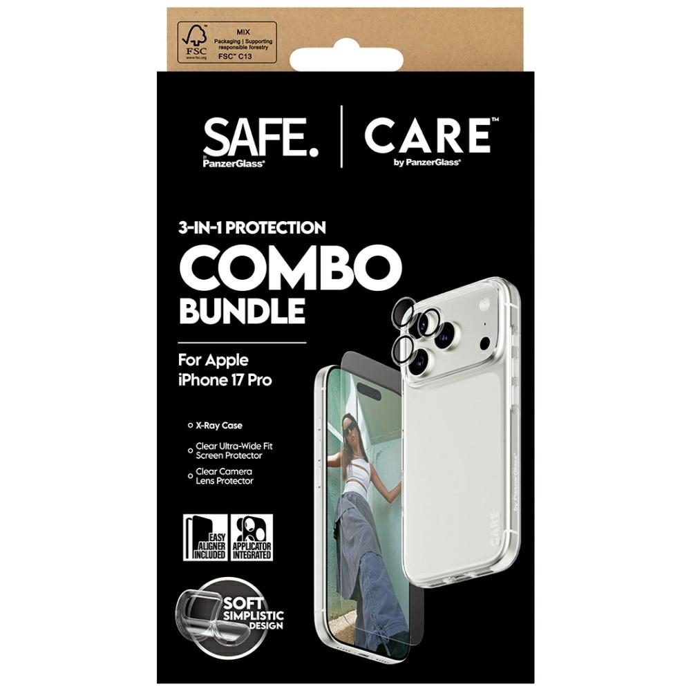 201441_5 CARE by PanzerGlass Fashionable Combo 3in1 Case + Glass + Lens for iPhone 17 Proeng