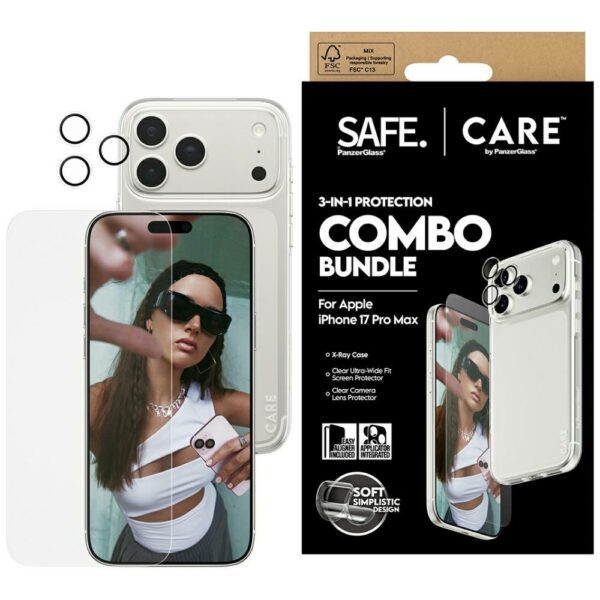 201442_1 CARE by PanzerGlass Fashionable Combo 3in1 Case + Glass + Lens for iPhone 17 Pro Maxeng