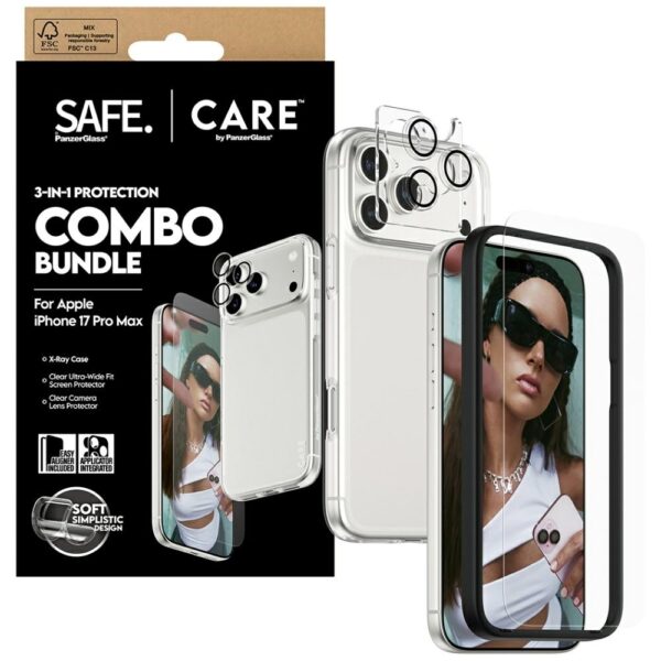201442_4 CARE by PanzerGlass Fashionable Combo 3in1 Case + Glass + Lens for iPhone 17 Pro Maxeng