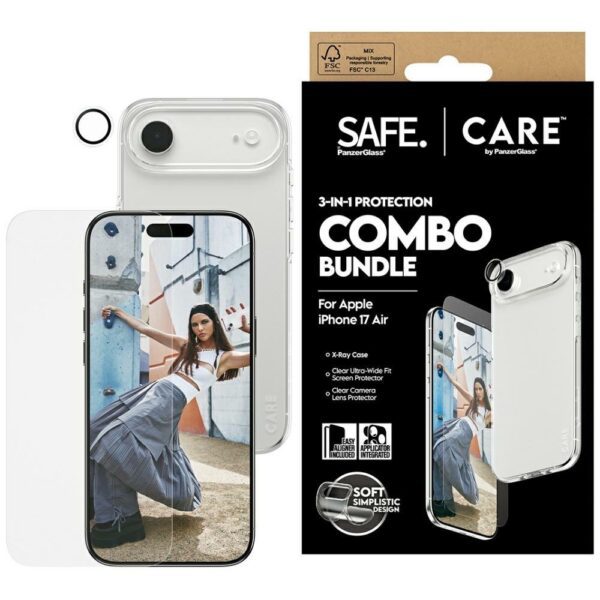 201443_1 CARE by PanzerGlass Fashionable Combo 3in1 Protective Set Case + Glass + Lens for iPhone Aireng