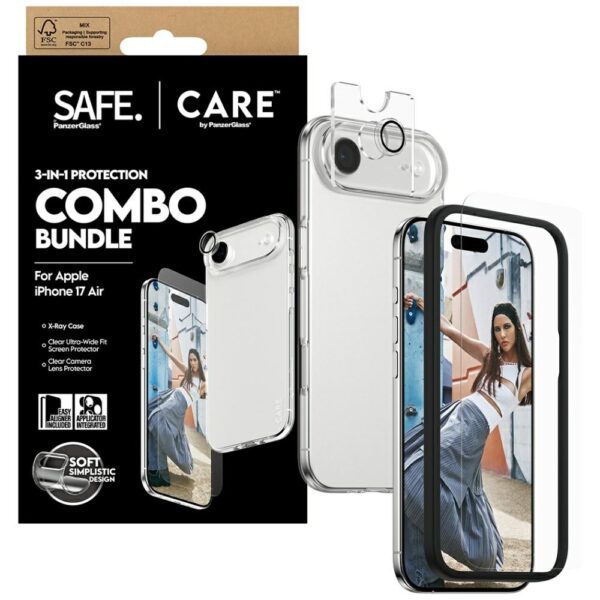 201443_4 CARE by PanzerGlass Fashionable Combo 3in1 Protective Set Case + Glass + Lens for iPhone Aireng