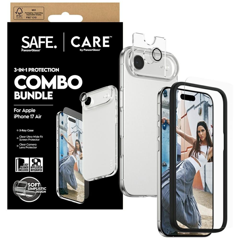 201443_4 CARE by PanzerGlass Fashionable Combo 3in1 Protective Set Case + Glass + Lens for iPhone Aireng
