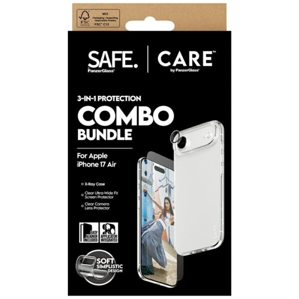 201443_5 CARE by PanzerGlass Fashionable Combo 3in1 Protective Set Case + Glass + Lens for iPhone Aireng
