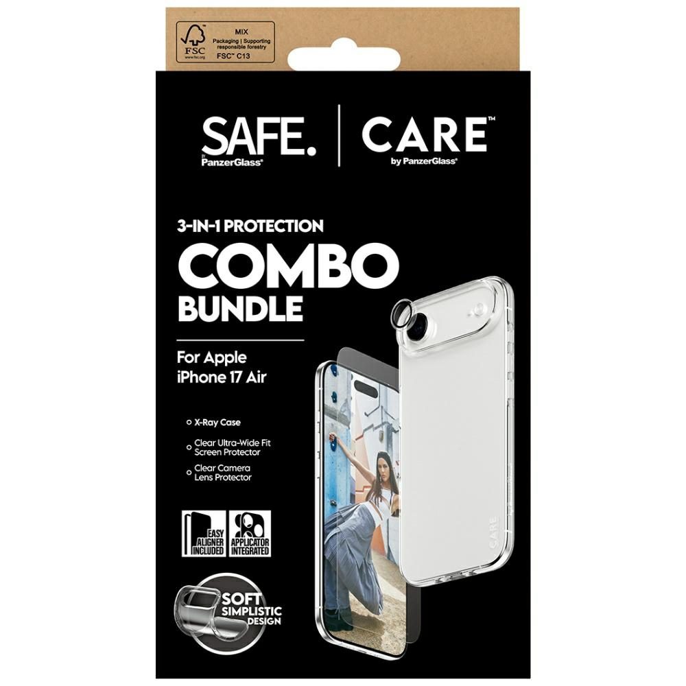 201443_5 CARE by PanzerGlass Fashionable Combo 3in1 Protective Set Case + Glass + Lens for iPhone Aireng
