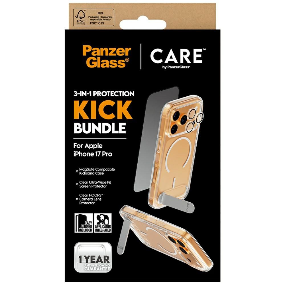 CARE by PanzerGlass Feature Kick 3in1 Case + Glass + Lens Protection Kit for iPhone 17 Proeng