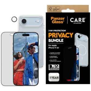 CARE by PanzerGlass Flagship Privacy 3-in-1 Case + Privacy Glass + Lens for iPhone Aireng