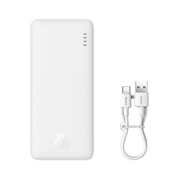 Baseus Airpow 20W 10000mAh Power Bank with Baseus Simple Series USB-A - USB-C 30 cm Cable - Whiteeng