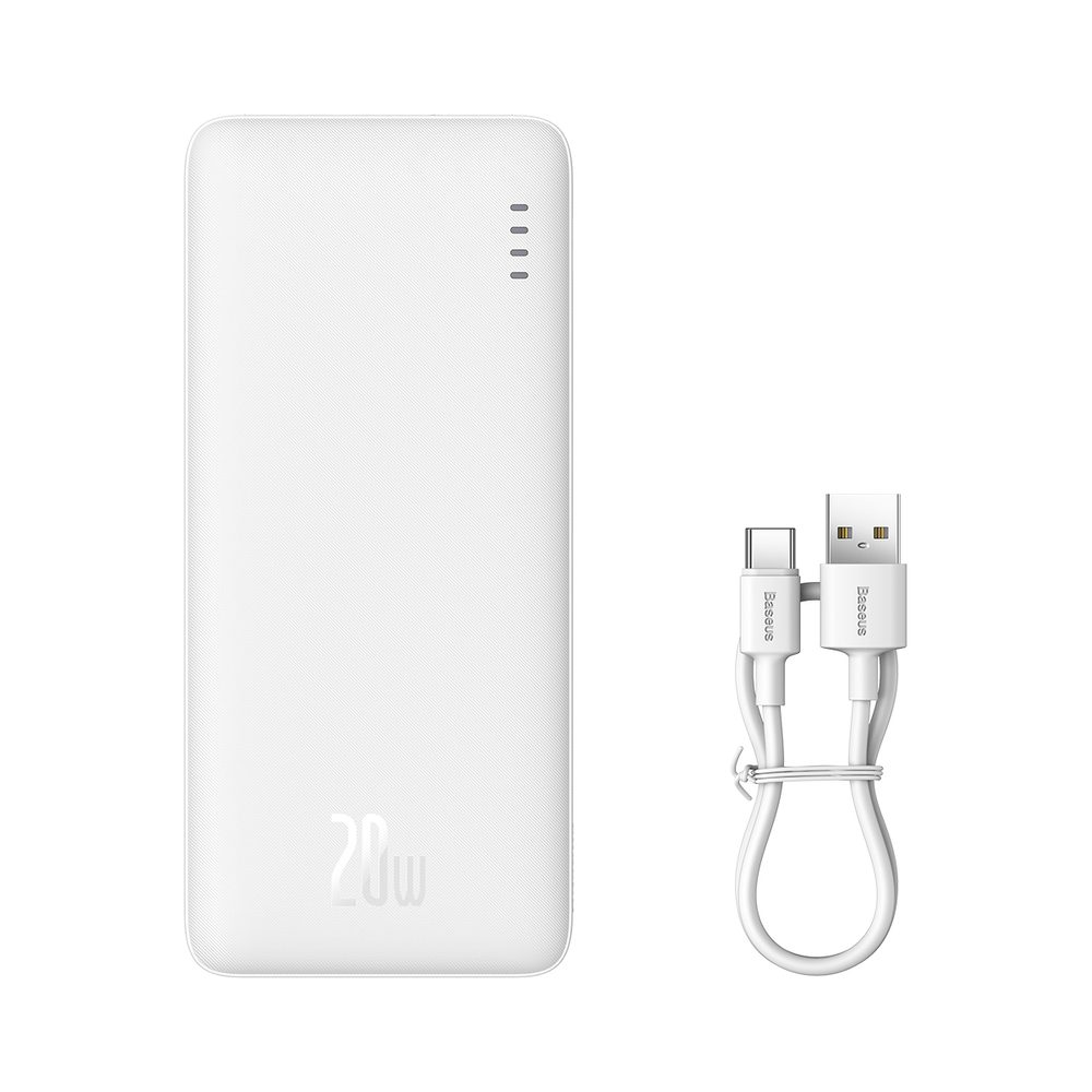 Baseus Airpow 20W 10000mAh Power Bank with Baseus Simple Series USB-A - USB-C 30 cm Cable - Whiteeng