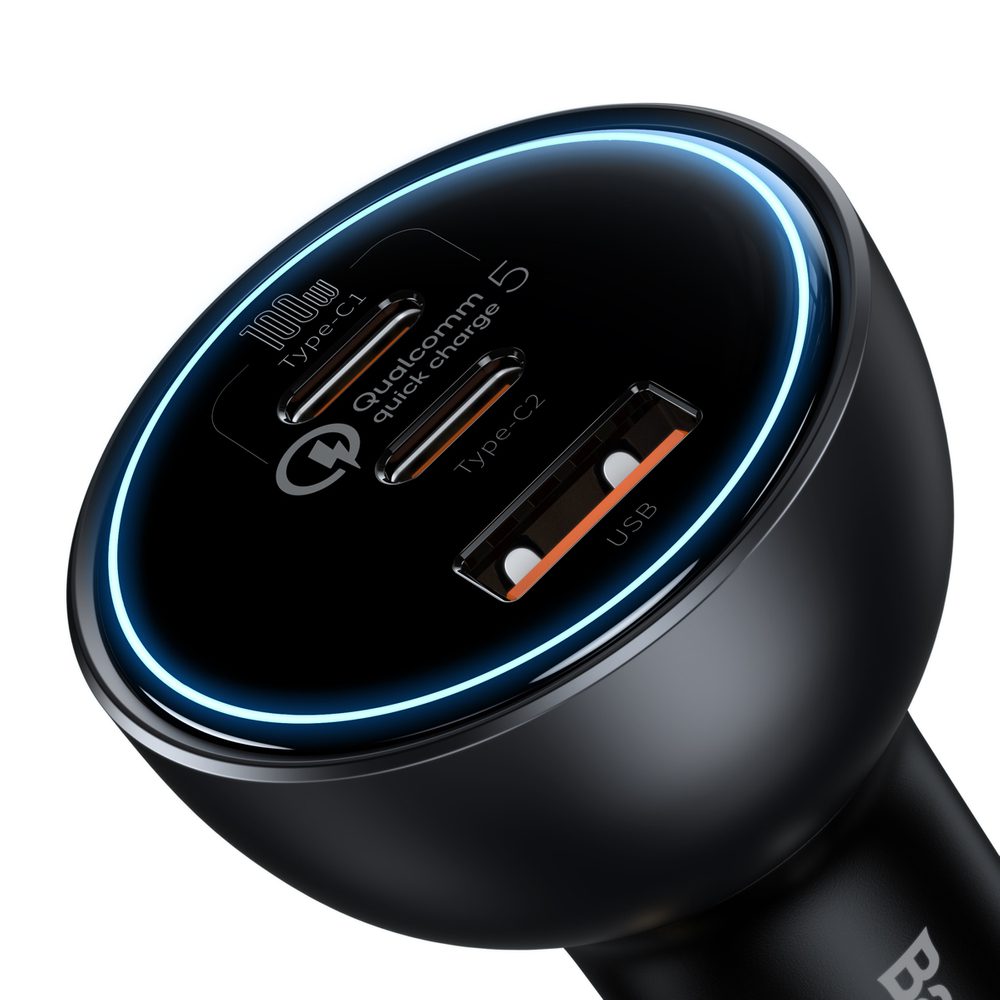 Baseus TZCCZM-0G USB-A / USB-C car charger 160W PPS / QC 5 / PD - grayeng