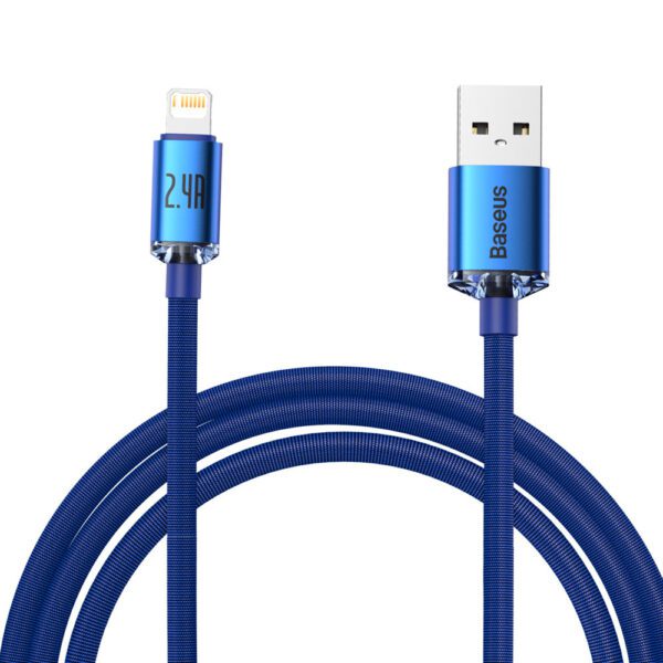 Baseus Crystal Shine Series cable USB cable for fast charging and data transfer USB Type A - Lightning 2.4A 2m blue (CAJY000103)eng