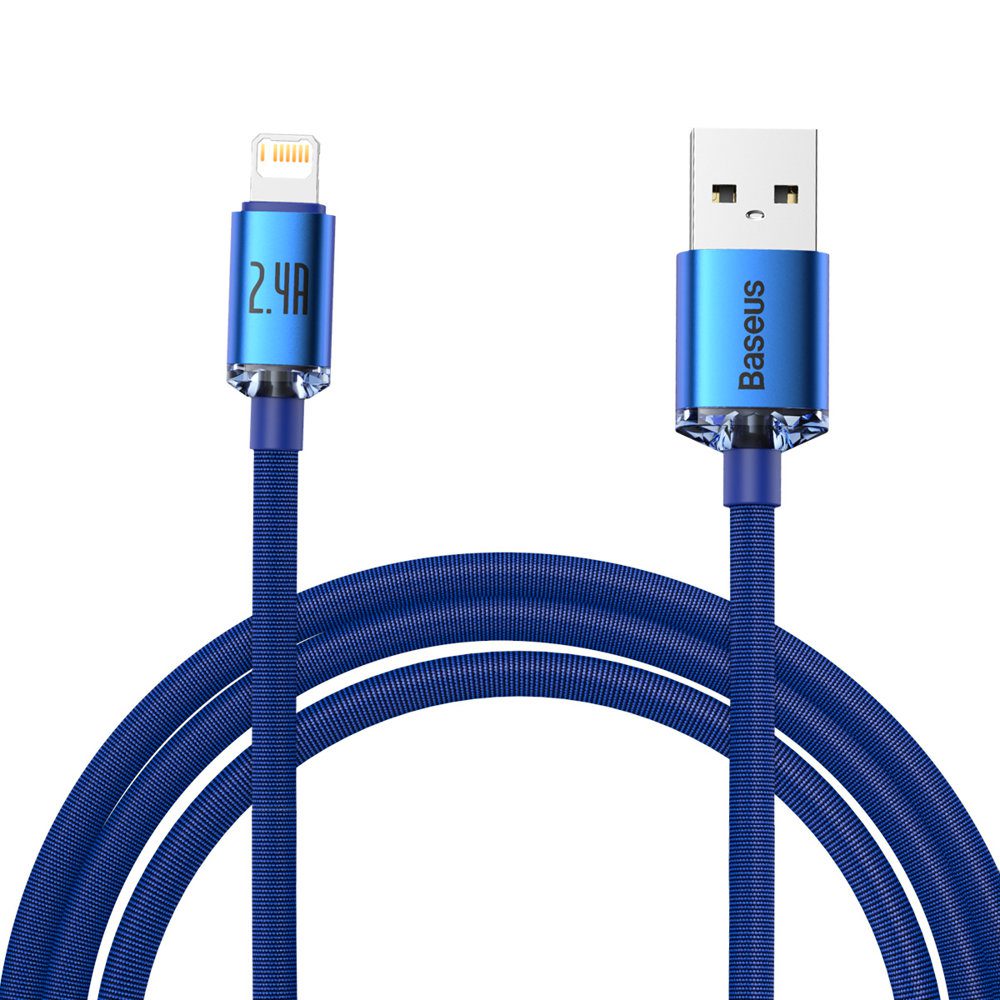 Baseus Crystal Shine Series cable USB cable for fast charging and data transfer USB Type A - Lightning 2.4A 2m blue (CAJY000103)eng