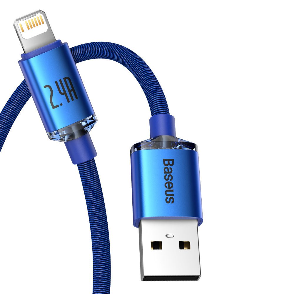 Baseus Crystal Shine Series cable USB cable for fast charging and data transfer USB Type A - Lightning 2.4A 2m blue (CAJY000103)eng